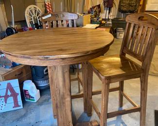 Solid wood, Bar height pub table is gorgeous and comes with THREE chairs!!