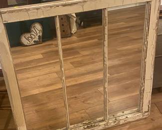 Old window framed, mirror. 1920's house.