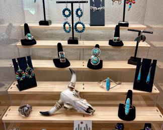 STERLING SILVER TURQUOISE JEWELRY, SOME NATIVE AMERICAN 
