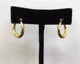 .925 Sterling Silver Vermeil Twisted Hoop Post Latch Earrings
