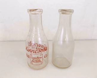 Lot of 2 Vintage, VERY collectible One Quart Milk Jugs

