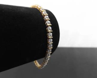 .925 Sterling Silver Vermeil Tennis Bracelet Size 7
