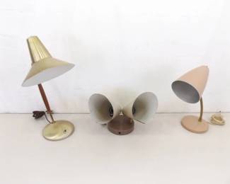 Lot of 3 Mid Century Modern Lighting Fixtures and Desk Lamp
