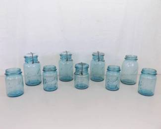 Lot of 10 Antique Ball Mason Jars, Some w/Lids
