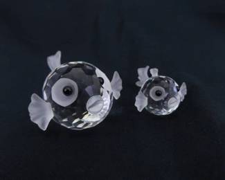 Lot of 2 AS NEW Swarovski Crystal Puffer Fish Figurines
