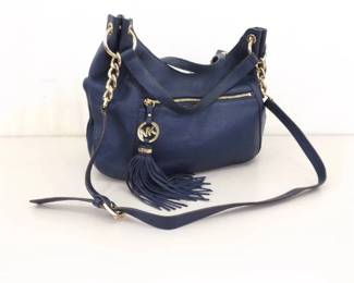Authentic Michael Kors Navy Pebble Leather Tassel Crossbody Bag/Purse
