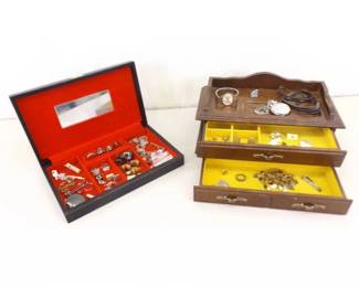 2 Boxes of Mens Jewelry, Cufflinks, Tie Tacks, Findings, etc.
