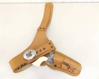 1940's Pony Boy Cap Gun with Heavy Leather Holster
