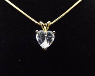 .925 Sterling Silver Crustal Heart Vermeil Pendant Necklace
