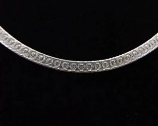 .925 Sterling Silver Wider Etched Herringbone 24" Necklace
