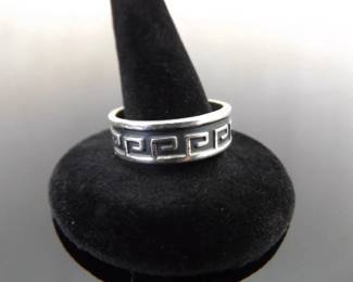 .925 Sterling Silver Greek Key Ring Size 6.2
