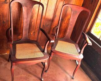 (2) Wicker Seat Captains Chairs
