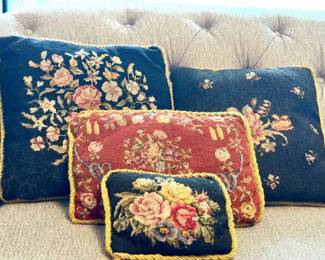(4) Needlepoint Pillows
