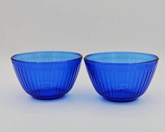 (2) Blue Pyrex Bowls
