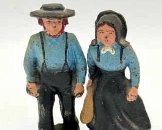 (2) Cast Iron Amish Figurines
