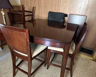 High top table, 4 chairs and 2 leaves