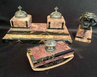 03 Italian Marble Inkwell Station