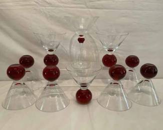 Vintage Red Ball Martini Glasses