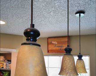 Set of 3 Glass Fishscale Glass Pendant Lights