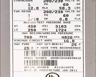 Tag for the Guesthouse Air Handler