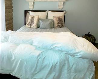 Another Queen bed, Painted Shelf with Decorative Items