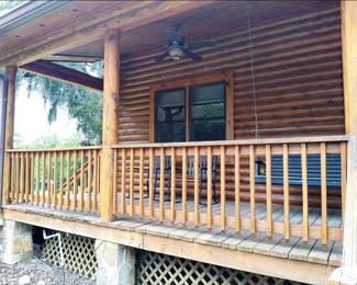 Porch Railing and Support, Ceiling Fan, Stone Supports