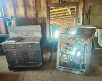 Victorian Marble top Washstand, Mirrors