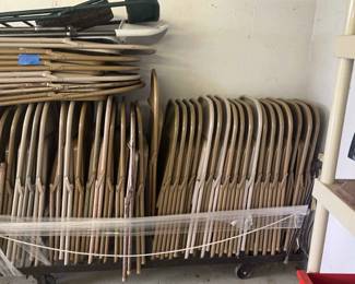 Lot Of Folding Chairs With Rolling Cart
