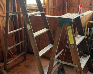 6ft And 4ft Vintage Wooden Ladders