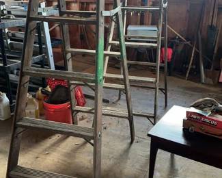Two Vintage 6 Foot Wooden Ladders