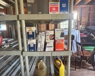 Assortment of fuel filters, oil filters