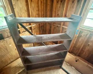 Five tiered wood oak bookshelf