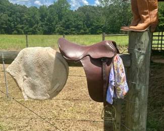 Vintage English Saddle w Scarf