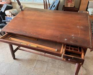 Vintage Working Drafting Table/Work Bench - 72" x 44"