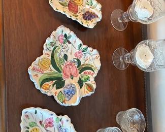 Vintage Blue Ridge Southern Potteries leaf shaped serving dishes 