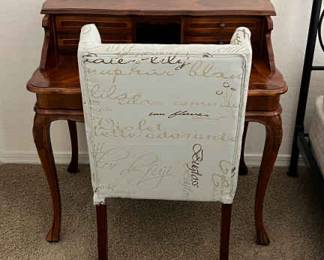 Vintage Wooden Desk Blue Chair