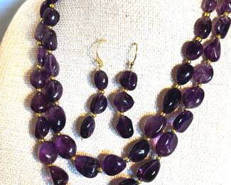 Stayer Purple Stone Beqded NecklacesEarrings