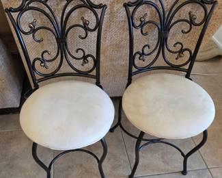 2 Metal Suede Chairs