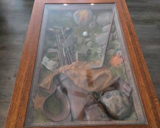(4) Big Sky Carvers "William Herrick" Golfer's Creed Coffee Table 47"Wx32"Dx18"H $175