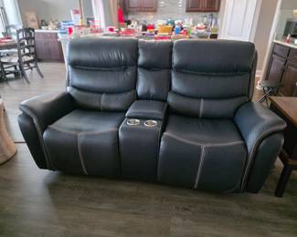 (1) Navy Dual Recliner w/Charging Outlets 74"Wx35"Dx43"H $475