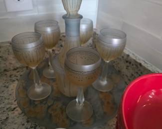 (16) Vintage Jewish Al-Rama Israel Shabbos Decanter Set $75