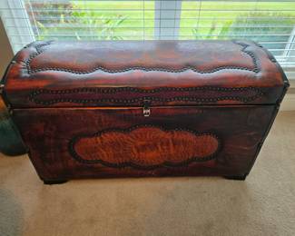 (39) Painted Leather Nailhead Trunk 40"Wx19"Dx23"H $325