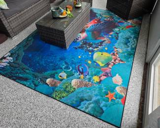 (51) Fish Indoor/Outdoor Rug 92"x72" $40