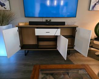 (5) Meble Bravo White Sideboard 66"Wx16"Dx36"H $149