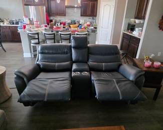 (1) Navy Dual Recliner w/Charging Outlets 74"Wx35"Dx43"H $475