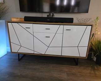 (5) Meble Bravo White Sideboard 66"Wx16"Dx36"H $149