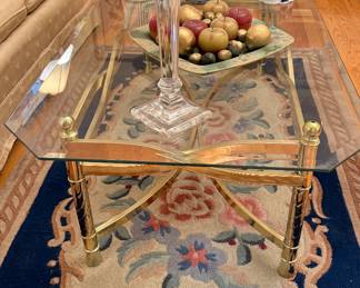 Fairy Light Brass & Glass Coffee Table & Vintage Rug