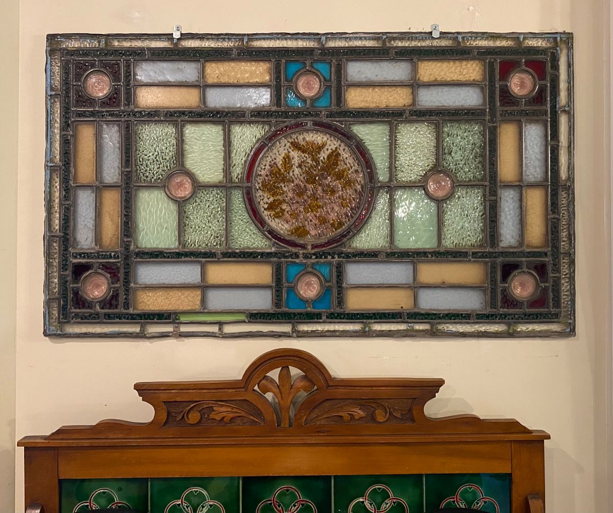Antique stained glass
Vintage stained glass
Leaded glass
Stained glass window
Old stained glass panel
Historic stained glass
Period stained glass
Handcrafted stained glass
Hand-cut glass
Salvaged stained glass
Reclaimed stained glass
Original stained glass