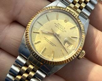 Rolex Datejust 16013 36mm Champagne Dial 18k Yellow Gold Stainless Steel Jubilee