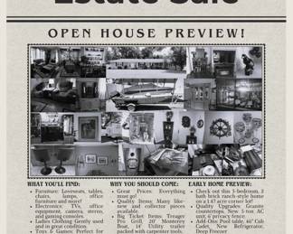 Estate Sale Vintage Newspaper Flyer